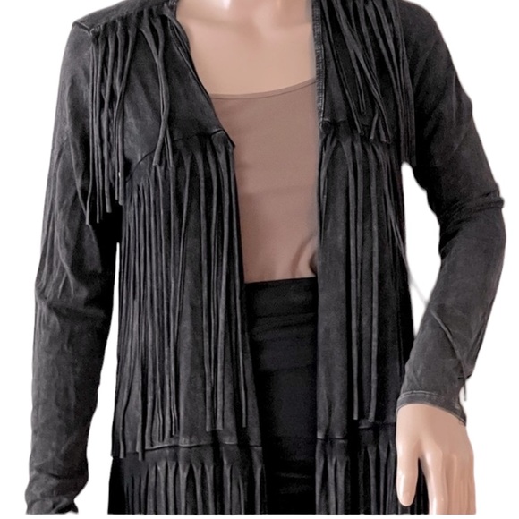 T-PARTY Cute, Casual Gray Fringed Open Front Sweater Size Medium … - Picture 4 of 9